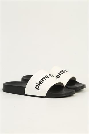 Pierre Cardin Erkek Tek Bant Terlik Siyah Beyaz PC-7435