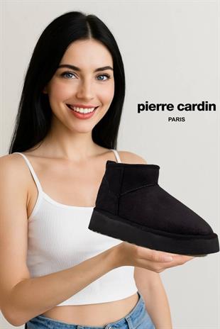 Pierre Cardin Kadın Kısa İçi Peluş Süet Siyah Yüksek Taban Günlük Bot 52709
