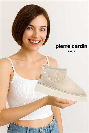 Pierre Cardin Kadın Kısa İçi Peluş Süet Bej Yüksek Taban Günlük Bot 52709
