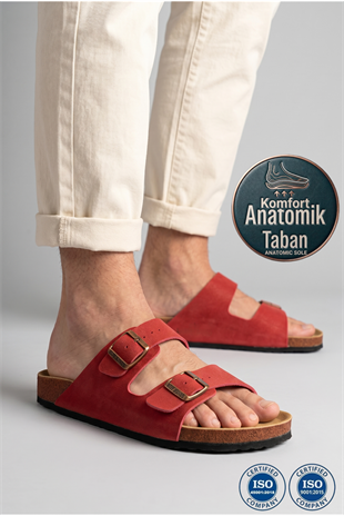 Roy Jones 7001 Unisex Kırmızı Çift Toka Günlük Terlik
