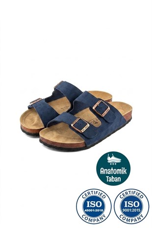 Roy Jones 7001 Unisex Lacivert Çift Toka Günlük Terlik