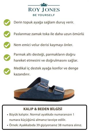 Roy Jones 7001 Unisex Lacivert Çift Toka Günlük Terlik