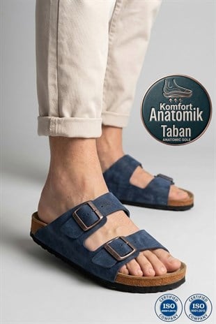 Roy Jones 7001 Unisex Lacivert Çift Toka Günlük Terlik