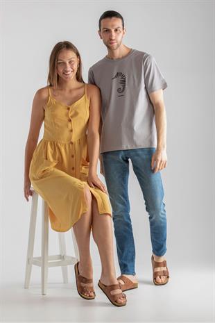 Roy Jones 7001 Unisex Taba Çift Toka Günlük Terlik
