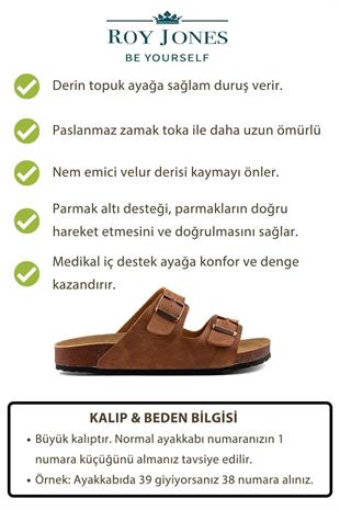 Roy Jones 7001 Unisex Taba Çift Toka Günlük Terlik