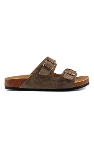 Roy Jones 7001 Unisex Vizon Çift Toka Günlük Terlik