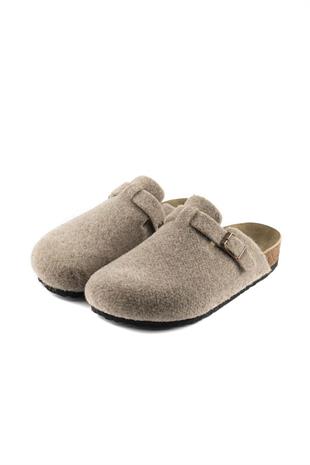 Roy Jones 7004 Unisex Bej Yün Keçe Günlük Ev Terlik