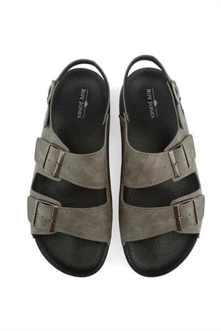 Roy Jones Barcelona Urban Gri Erkek Çift Tokalı Günlük Sandalet 5003