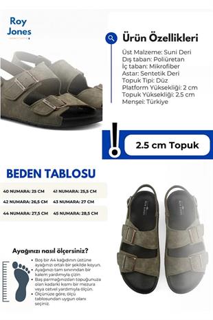 Roy Jones Barcelona Urban Gri Erkek Çift Tokalı Günlük Sandalet 5003