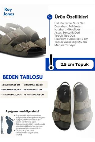Roy Jones Barcelona Urban Haki Erkek Çift Tokalı Günlük Sandalet 5003