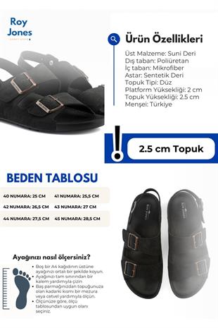 Roy Jones Barcelona Urban Siyah Erkek Çift Tokalı Günlük Sandalet 5003