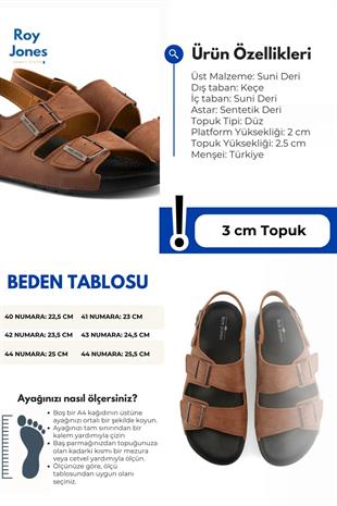 Roy Jones Barcelona Urban Taba Erkek Çift Tokalı Günlük Sandalet 5003