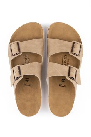 Roy Jones BreezeStep Unisex Bej Çift Toka Günlük Terlik 6500