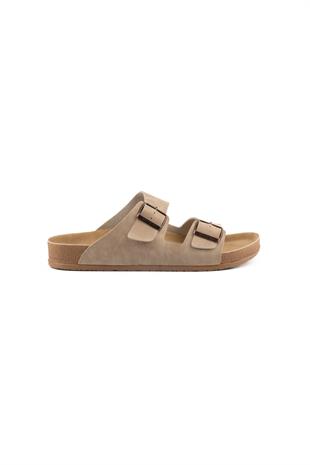 Roy Jones BreezeStep Unisex Bej Çift Toka Günlük Terlik 6500