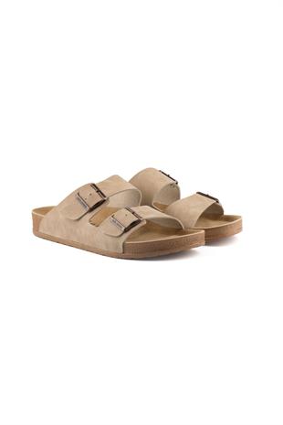 Roy Jones BreezeStep Unisex Bej Çift Toka Günlük Terlik 6500