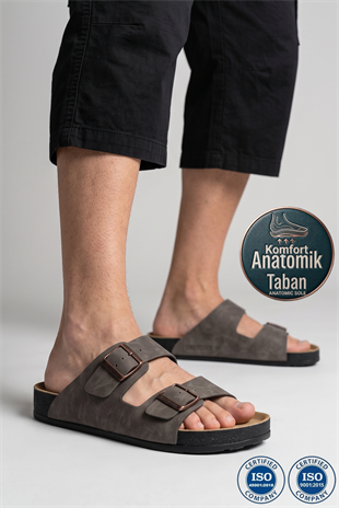 Roy Jones BreezeStep Unisex Gri Çift Toka Günlük Terlik 6500