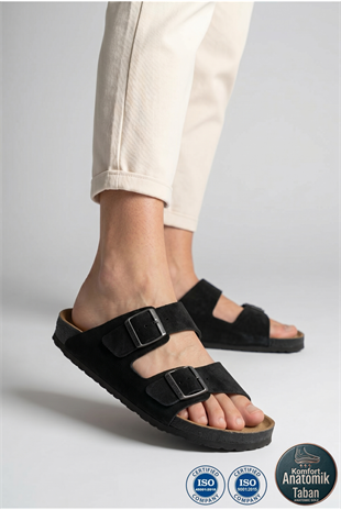 Roy Jones BreezeStep Unisex Siyah Çift Toka Günlük Terlik 6500