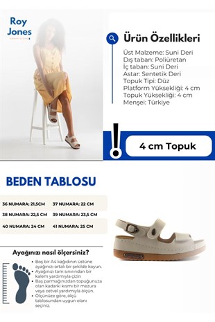 Roy Jones Kadın Bej Cırtlı Günlük Sandalet 3014