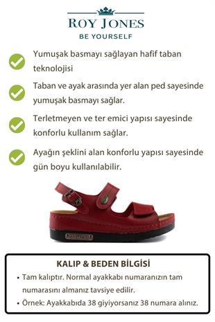 Roy Jones Kadın Kırmızı Cırtlı Günlük Sandalet 3014