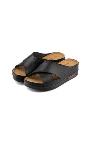 Roy Jones Kadın Siyah Çapraz Günlük Terlik 3029