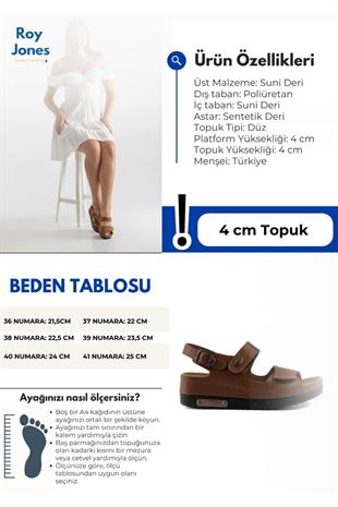 Roy Jones Kadın Taba Cırtlı Günlük Sandalet 3014