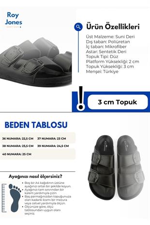 Roy Jones PastelSteps Kadın Siyah Çift Toka Günlük Terlik 6130