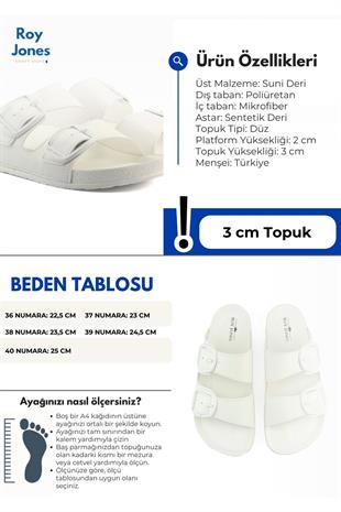 Roy Jones PastelSteps Kadın Beyaz Çift Toka Günlük Terlik 6130