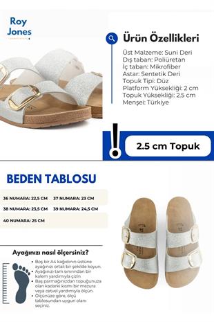 Roy Jones Pulsera Lux Kadın Gümüş Çift Toka Günlük Terlik 6100