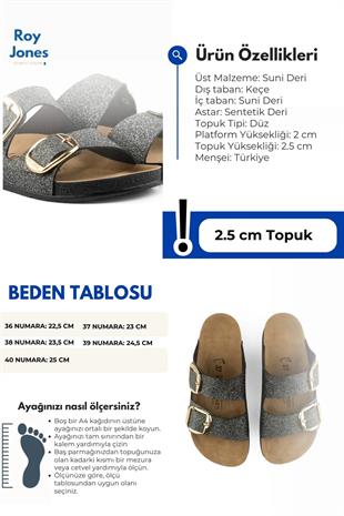 Roy Jones Pulsera Lux Kadın Siyah Çift Toka Günlük Terlik 6100