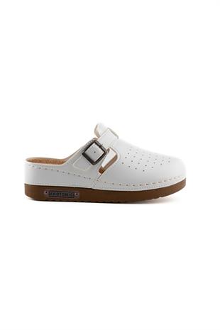 Roy Jones Sabo Kadın Beyaz Mantar Taban Kapalı Terlik 3040
