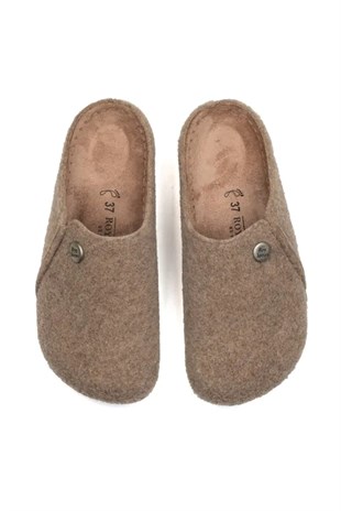Roy Jones Unisex Bej İtalyan Keçe Terlik 6800