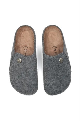 Roy Jones Unisex Gri İtalyan Keçe Terlik 6800