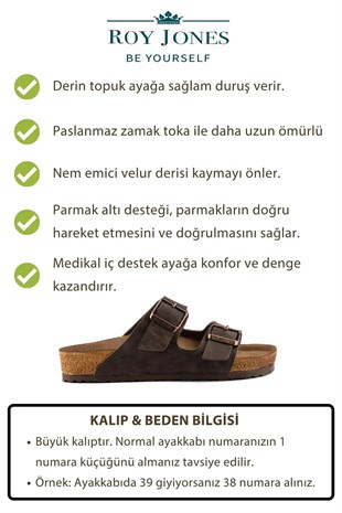 Roy Jones Unisex Kahve Çift Toka Günlük Terlik 7001