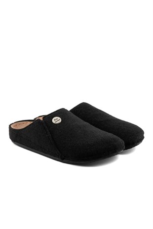Roy Jones Unisex Siyah İtalyan Keçe Terlik 6800