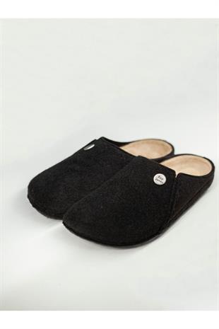 Roy Jones Unisex Siyah İtalyan Keçe Terlik 6800