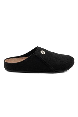Roy Jones Unisex Siyah İtalyan Keçe Terlik 6800
