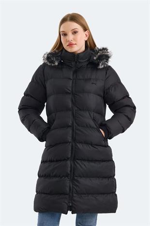 Slazenger Garlic In Kadın Puffer Uzun Şişme Mont Siyah
