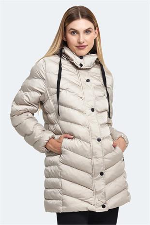 Slazenger Gwen In Kadın Puffer Uzun Şişme Mont Beyaz