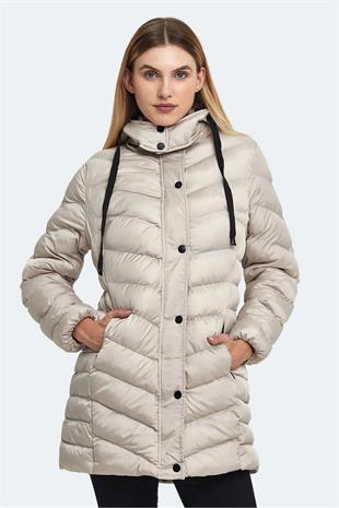 Slazenger Gwen In Kadın Puffer Uzun Şişme Mont Beyaz