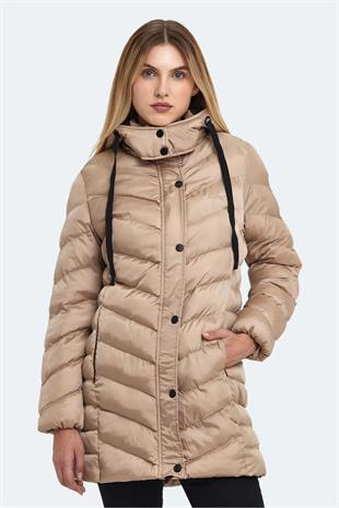 Slazenger Gwen In Kadın Puffer Uzun Şişme Mont Vizon