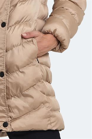 Slazenger Gwen In Kadın Puffer Uzun Şişme Mont Vizon