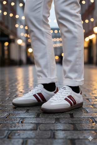 Slazenger INDIA Unisex Beyaz Bordo Sneaker Günlük Spor Ayakkabı