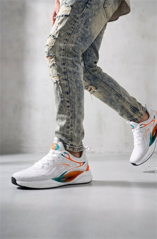 Slazenger Warwick İthl Beyaz Turuncu Erkek Günlük Koşu Yürüyüş Spor Ayakkabı