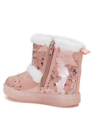 Vicco 220.B20K.108-114 Comet Pudra Işıklı Fermuarlı Kız Çocuk Bot Çizme Comet-Pudra