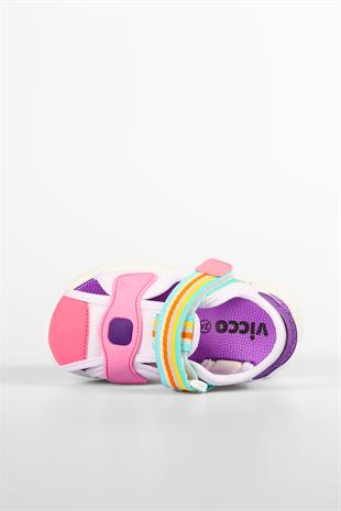 Vicco 332.P24Y.202-1106 Flow II Cırtlı Beyaz Saks Mavi Çocuk Sandalet