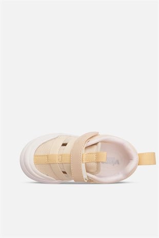 Vicco 346.B24Y.145-15 Momo Işıklı Cırtlı Keten Bej Çocuk Günlük Ayakkabı