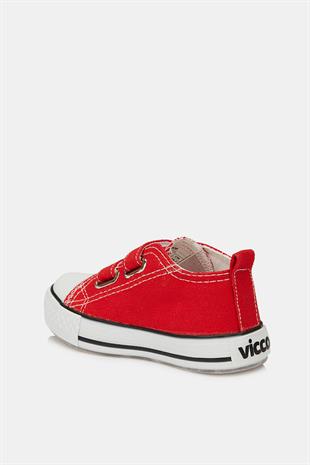 Vicco 925.B20Y.150-03 Pino Işıklı Cırtlı Keten Kırmızı Çocuk Günlük Ayakkabı