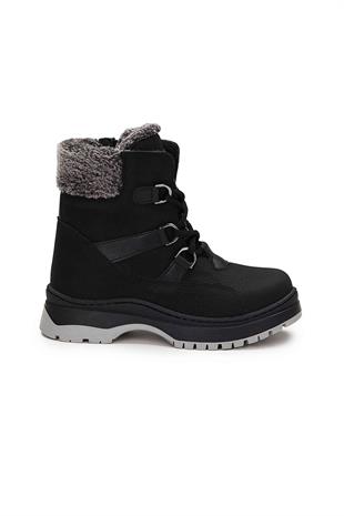 Vicco 946.F21K.240-02 Alexis Kürklü Fermuarlı Siyah Kız Çocuk Bot