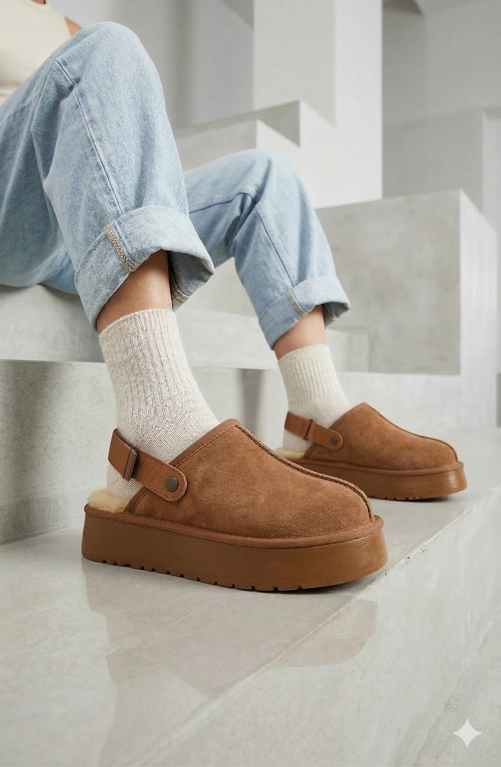 Roy Jones Hobart Kadın İçi Kürklü Taba Yüksek Taban Günlük Terlik 9000-104