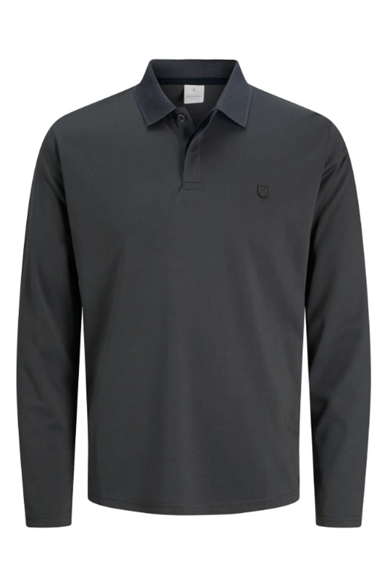 Jack & Jones JPRCCRODNEY LS Polo Yaka Koyu Gri Erkek Sweat Shirt 12259645